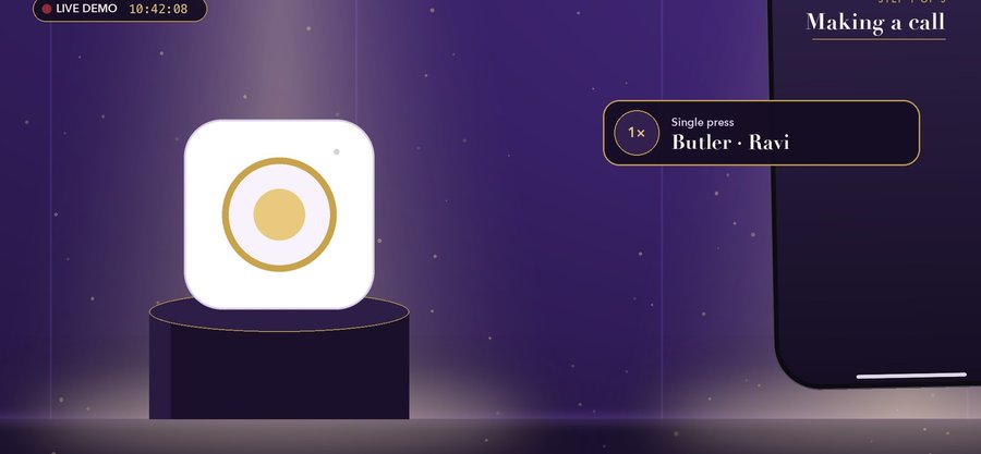 Wireless call button; one press calls the butler